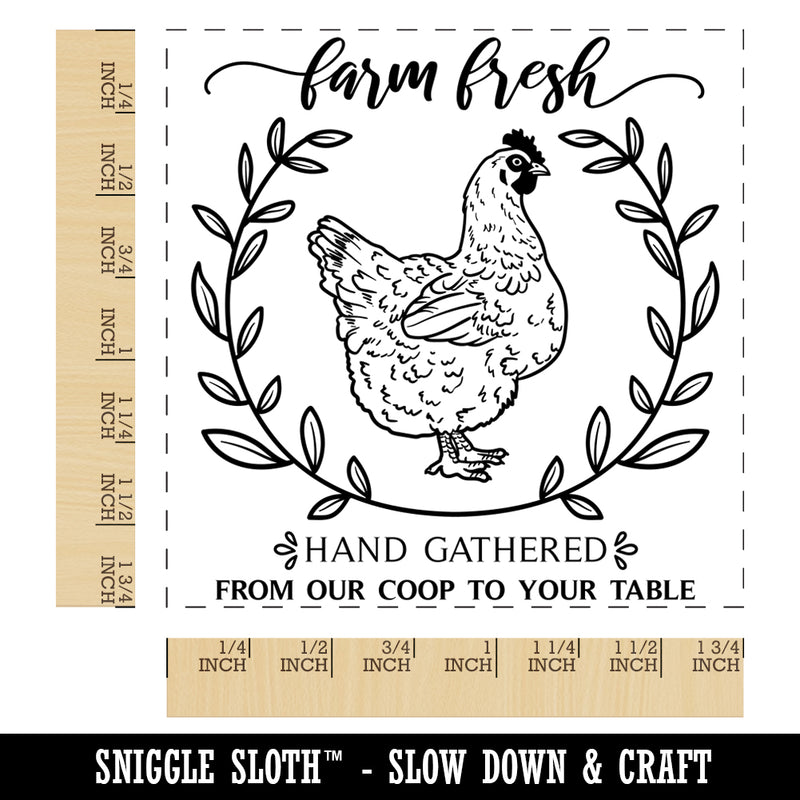 Farm Fresh Hand Gathered Chicken Eggs From Our Coop to Your Table Square Rubber Stamp for Stamping Crafting