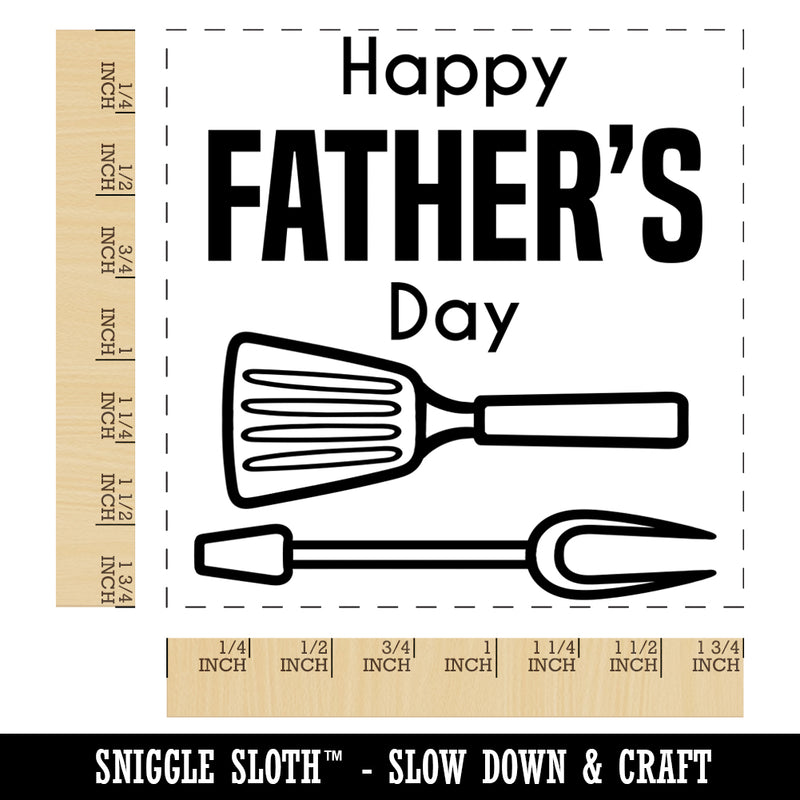Happy Father's Day Grill BBQ Square Rubber Stamp for Stamping Crafting