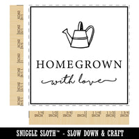 Delicate Homegrown with Love Watering Can Label Square Rubber Stamp for Stamping Crafting