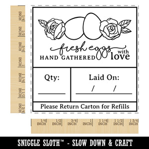 Fresh Eggs Hand Gathered with Love Elegant Egg Carton Label Square Rubber Stamp for Stamping Crafting