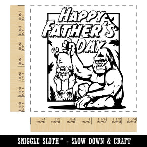 Happy Father's Day Silverback Gorilla Ape Dad Square Rubber Stamp for Stamping Crafting