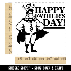 Happy Father's Day Superhero Dad with Cape and Tie Square Rubber Stamp for Stamping Crafting