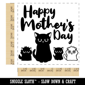 Happy Mother's Grouchy Mad Mom Cat with Kittens Square Rubber Stamp for Stamping Crafting