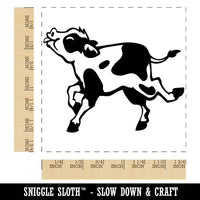 Happy Prancing Spotted Cow Calf Square Rubber Stamp for Stamping Crafting