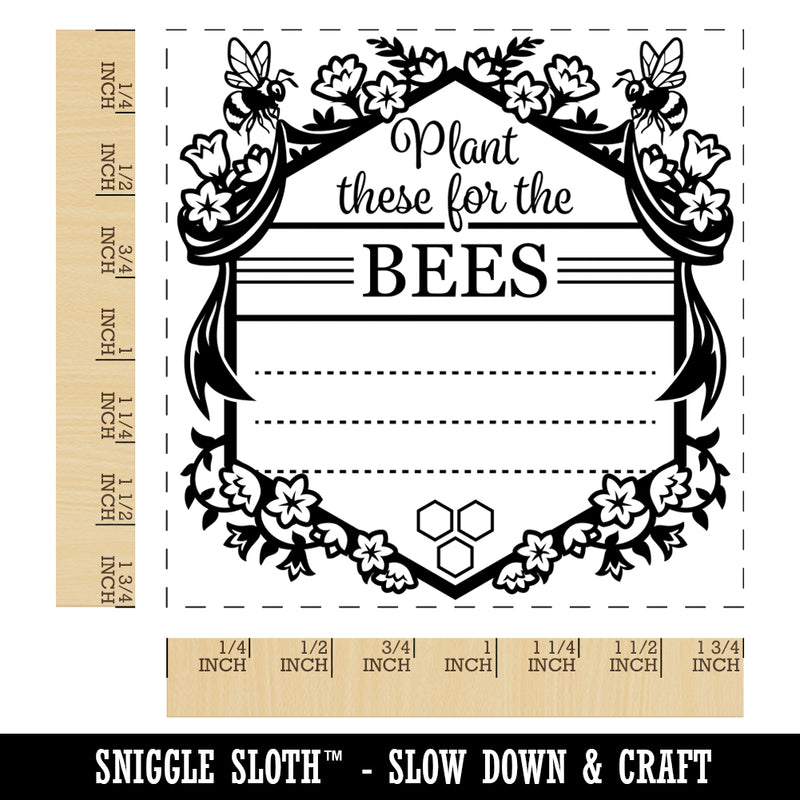 Plant These for the Bees Seed Packet with Flowers Square Rubber Stamp for Stamping Crafting