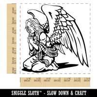 Praying Winged Angel Woman Square Rubber Stamp for Stamping Crafting