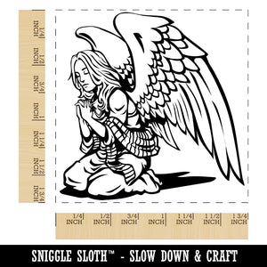 Praying Winged Angel Woman Square Rubber Stamp for Stamping Crafting