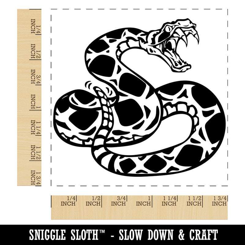 Vicious Eastern Diamondback Rattlesnake Square Rubber Stamp for Stamping Crafting