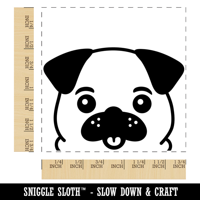 Peeking Pug Dog Square Rubber Stamp for Stamping Crafting