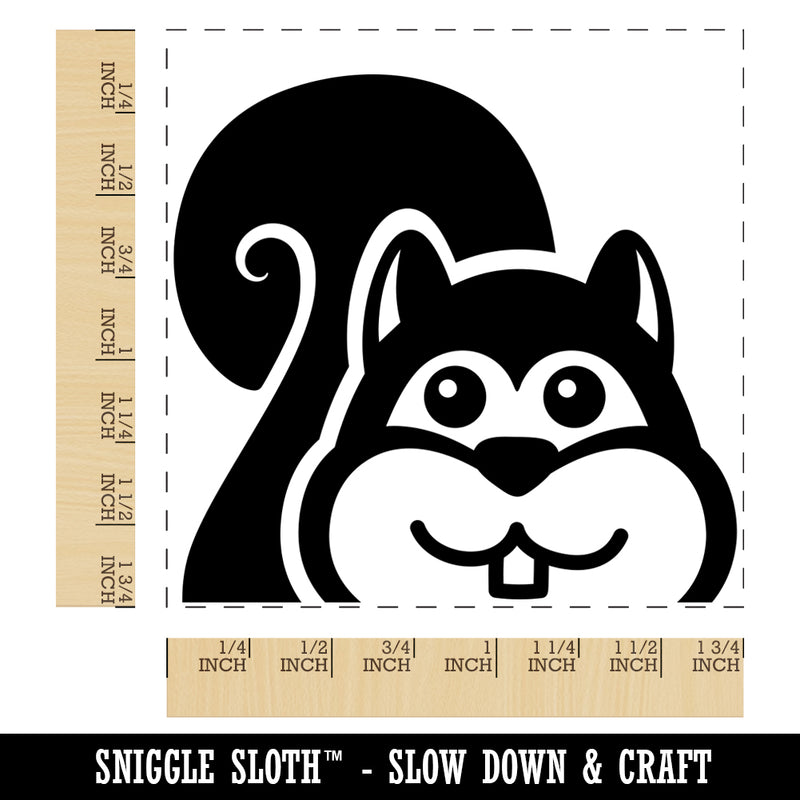 Peeking Squirrel Square Rubber Stamp for Stamping Crafting