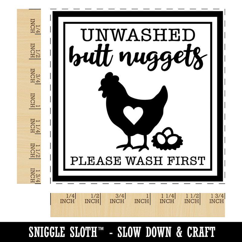 Unwashed Butt Nuggets Eggs Please Wash Square Rubber Stamp for Stamping Crafting