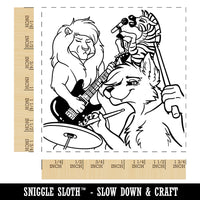 Animal Rock Band Wolf Lion Zebra Drums Guitar Square Rubber Stamp for Stamping Crafting