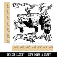 Red Panda Lounging on Branch Square Rubber Stamp for Stamping Crafting