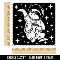 Sloth Astronaut Floating in Space Square Rubber Stamp for Stamping Crafting