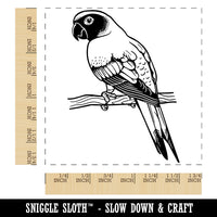 Sun Conure Parrot on a Branch Square Rubber Stamp for Stamping Crafting