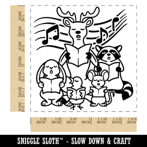 Woodland Animal Choir Singing Deer Rabbit Raccoon Mouse Bird Square Rubber Stamp for Stamping Crafting