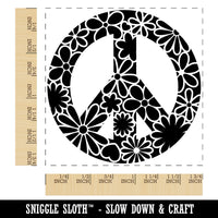 Detailed Floral Peace Sign Square Rubber Stamp for Stamping Crafting