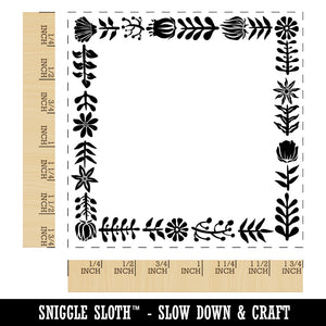 Elegant Botanical Square Border Frame Square Rubber Stamp for Stamping Crafting