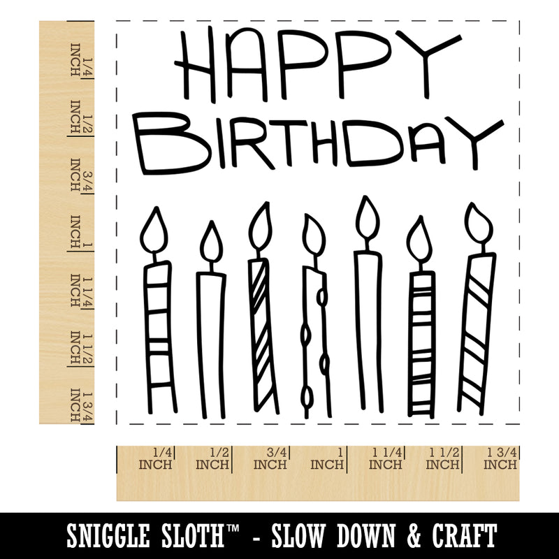 Happy Birthday Candles Fun Celebration Square Rubber Stamp for Stamping Crafting