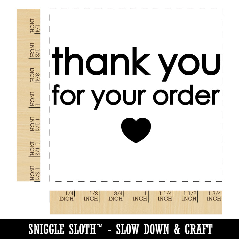 Thank You For Your Order Simple Elegant Heart Small Business Square Rubber Stamp for Stamping Crafting