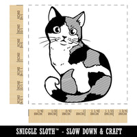 Cute and Curious Spotted Calico Cat Square Rubber Stamp for Stamping Crafting