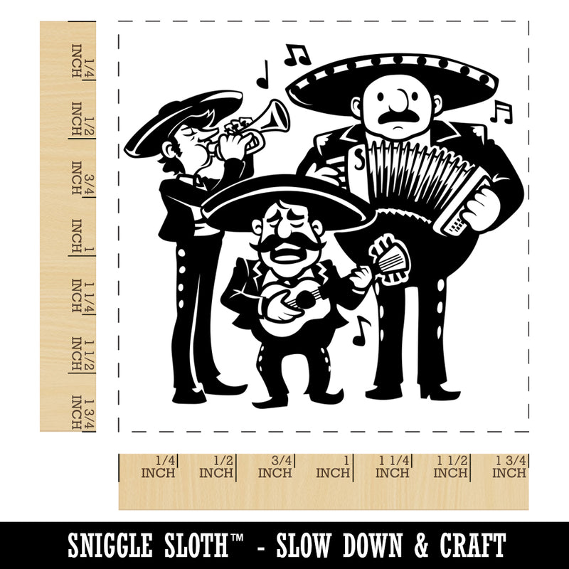 Mariachi Band Mexican Musical Group Square Rubber Stamp for Stamping Crafting