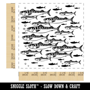 School of Atlantic Mackerel Striped Fish Square Rubber Stamp for Stamping Crafting