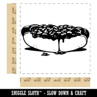 Sloppy Messy Chili Cheese Dog Plump Hotdog Frank on a Bun Square Rubber Stamp for Stamping Crafting