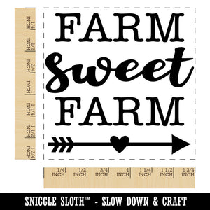 Farm Sweet Farm with Arrow and Heart Square Rubber Stamp for Stamping Crafting