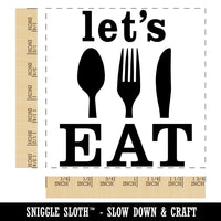 Let's Eat Knife Fork Spoon Square Rubber Stamp for Stamping Crafting