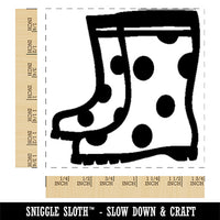 Adorable Summer Polka Dot Rain Boots Square Rubber Stamp for Stamping Crafting