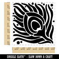 Artsy Peacock Feather Square Square Rubber Stamp for Stamping Crafting