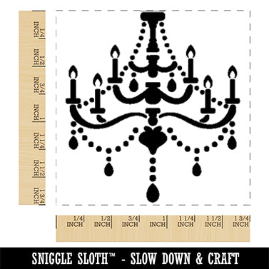 Elegant Candle Chandelier Square Rubber Stamp for Stamping Crafting