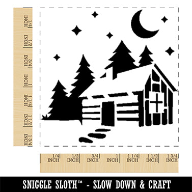 Cozy Log Cabin Outdoors Trees Woods Square Rubber Stamp for Stamping Crafting