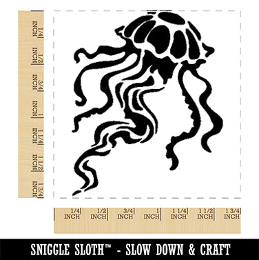 Elegant Compass Jellyfish Floating in the Ocean Square Rubber Stamp for Stamping Crafting