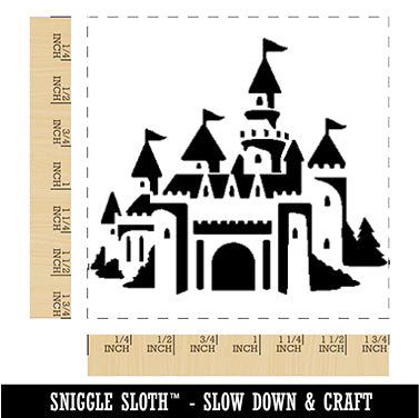 Fantasy Fairytale Castle with Towers Square Rubber Stamp for Stamping Crafting