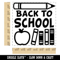 Back to School Pencil Apple Books Square Rubber Stamp for Stamping Crafting