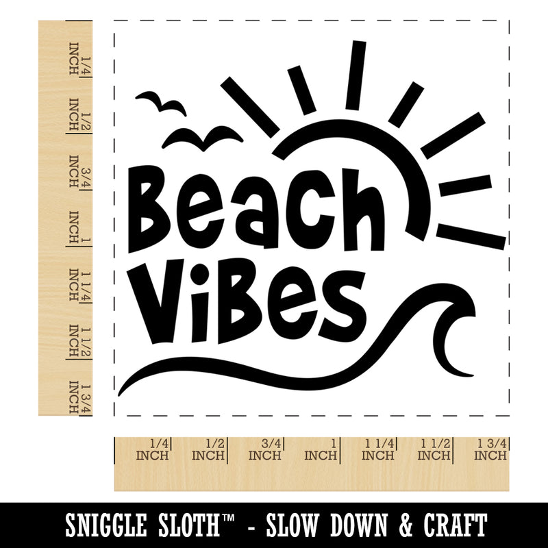 Beach Vibes Square Rubber Stamp for Stamping Crafting