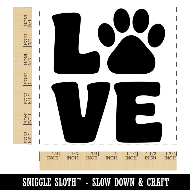 Love Stacked Paw Print Square Rubber Stamp for Stamping Crafting