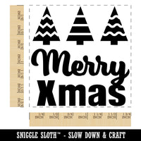 Merry Xmas Christmas Trees Square Rubber Stamp for Stamping Crafting