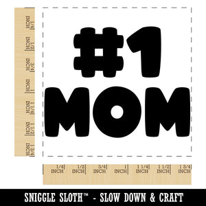 #1 Mom Number One Mother's Day Square Rubber Stamp for Stamping Crafting