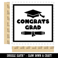 Congrats Grad Graduate Graduation Cap Diploma Square Rubber Stamp for Stamping Crafting