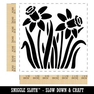 Daffodil Flowers Square Rubber Stamp for Stamping Crafting