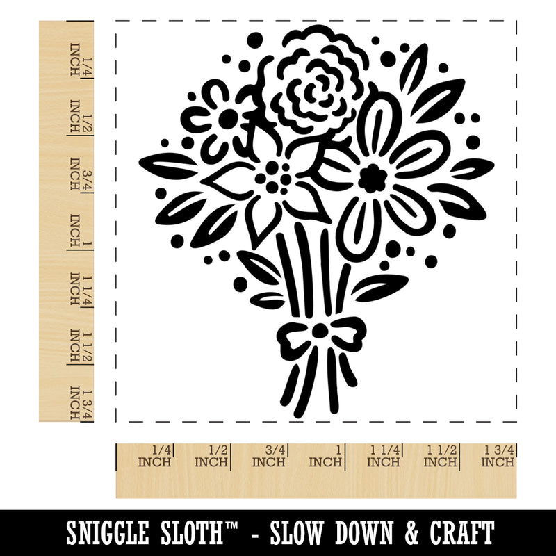 Flower Bouquet Square Rubber Stamp for Stamping Crafting