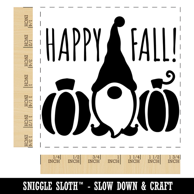 Happy Fall Pumpkin Gnome Square Rubber Stamp for Stamping Crafting