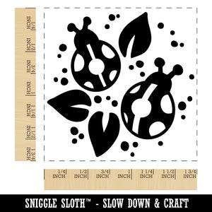 Ladybugs and Leaves Square Rubber Stamp for Stamping Crafting