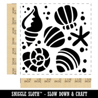 Seashells and Starfish Square Rubber Stamp for Stamping Crafting