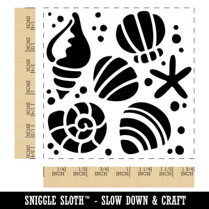 Seashells and Starfish Square Rubber Stamp for Stamping Crafting