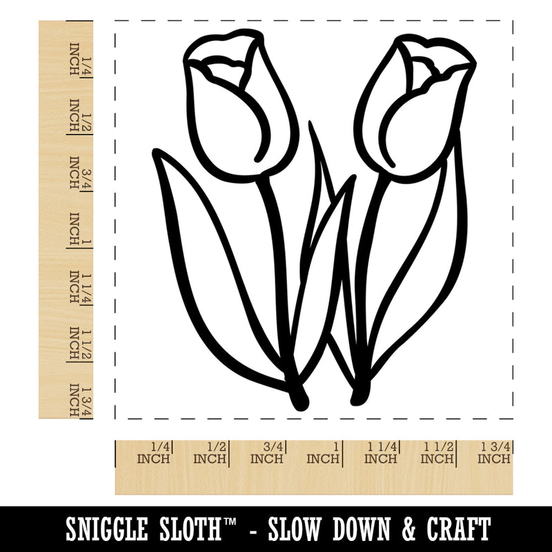 Spring Summer Tulips Square Rubber Stamp for Stamping Crafting