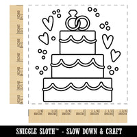 Wedding Cake Marriage Rings Hearts Square Rubber Stamp for Stamping Crafting